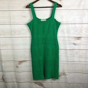 Taylor Green Pointelle Knit Sleeveless Sheath Dress Square Neck Size L